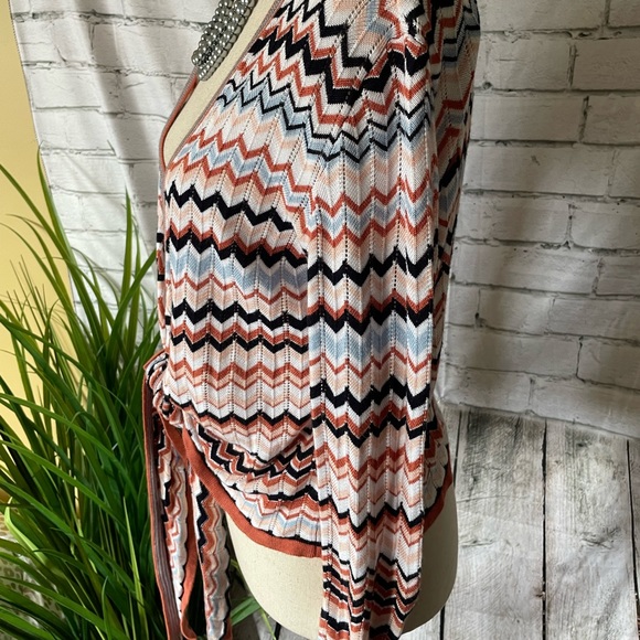 LasCana Venus- Top-Wrap/ Soft knit /long sleeved/ patterned/ tie at waist/ - Picture 4 of 9